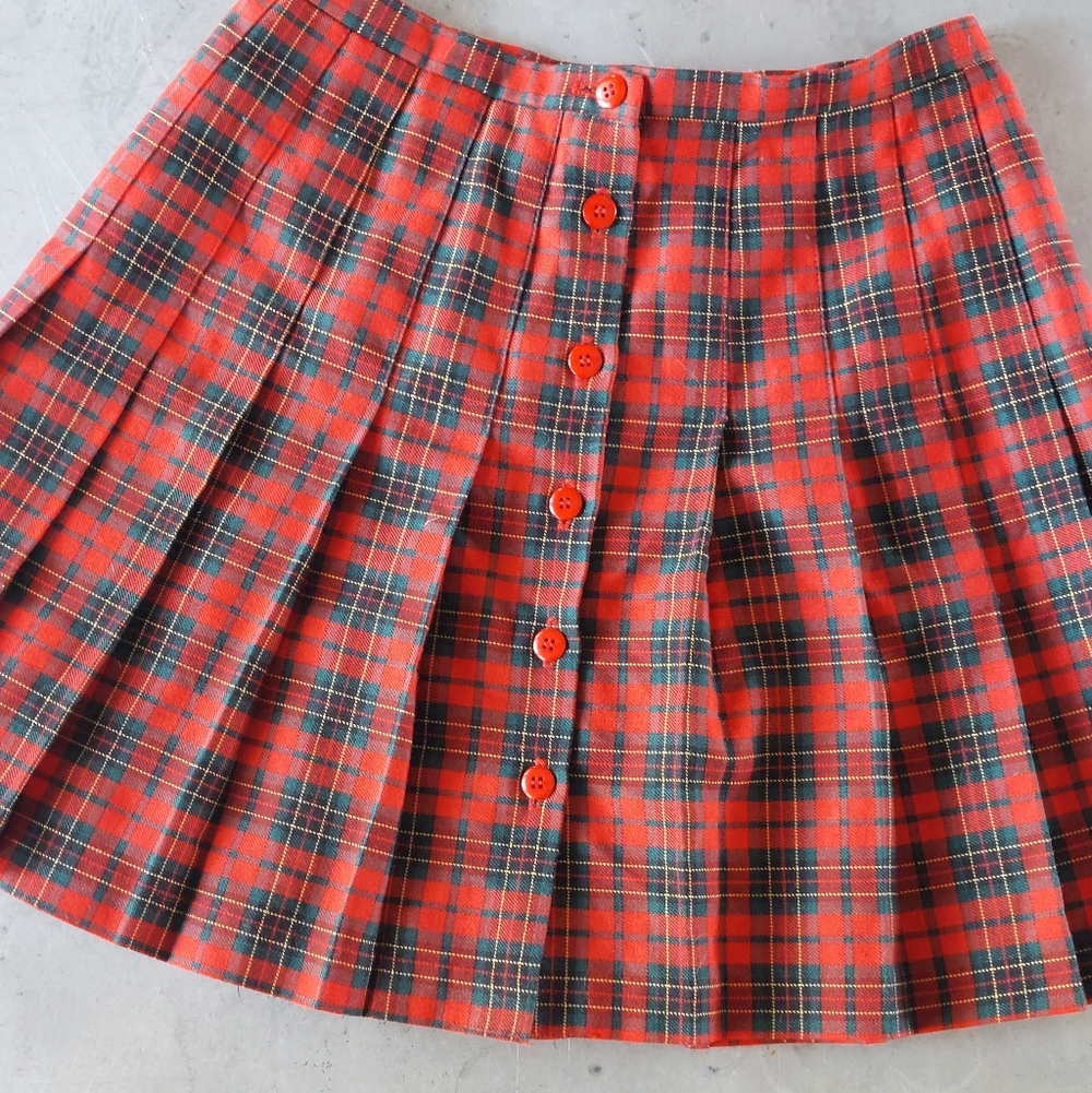 VTG Schoolgirl Academia Stringbean USA Plaid mini skirt 7/8 - Picture 2 of 5